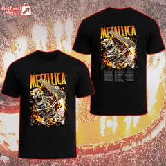 Metallica Skeleton Flames Graphic Shirt