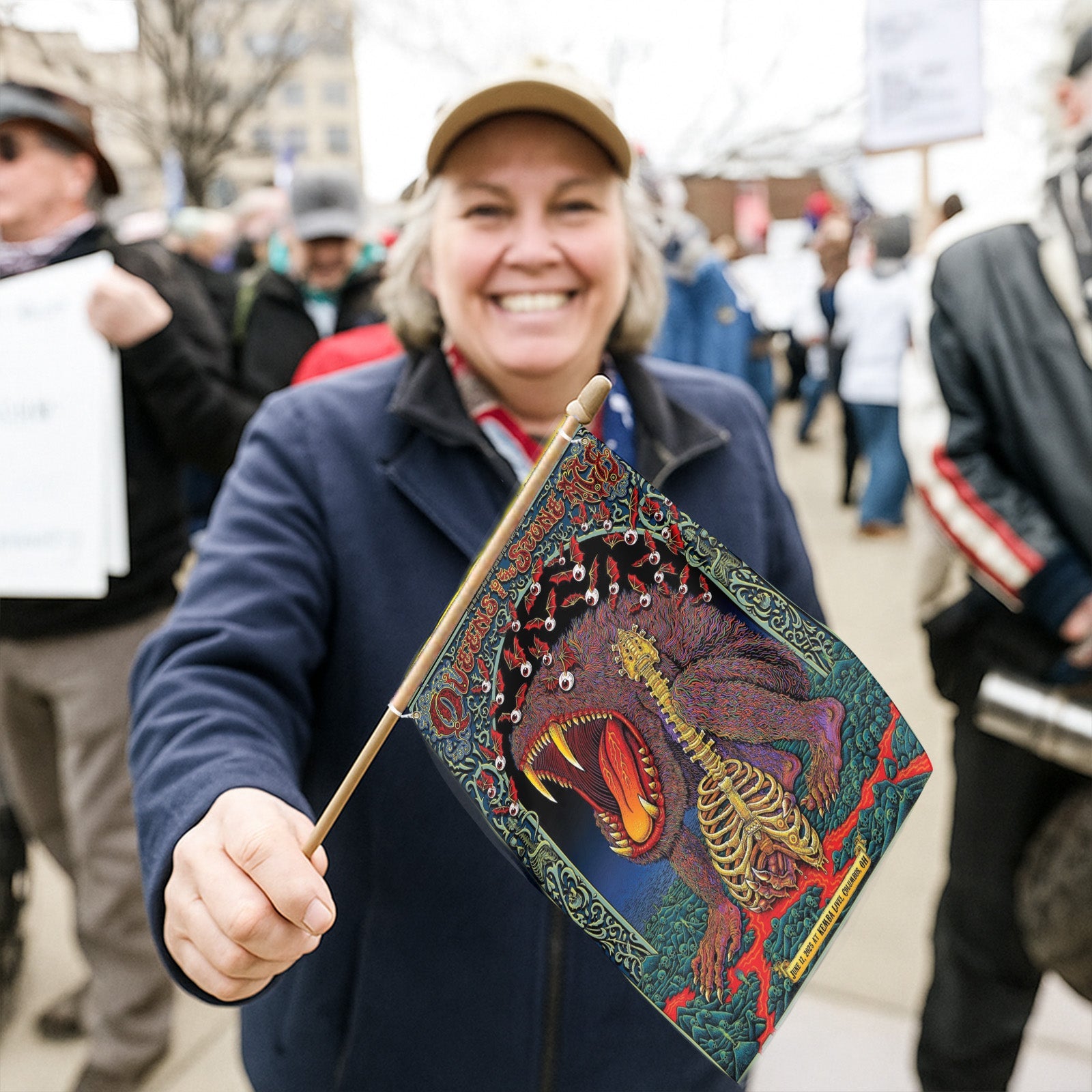 Queens Of The Stone Age Concert Tour 2025, Columbus Ohio, June 17, KEMBA Live, Poster Art Flag, 2-Sided House Flag, Limited Edition Tour Merch - Get Trend Merch